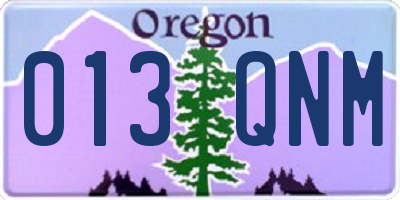 OR license plate 013QNM