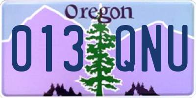 OR license plate 013QNU
