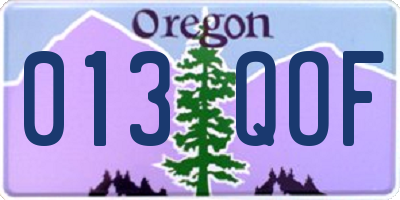 OR license plate 013QOF
