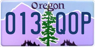 OR license plate 013QOP