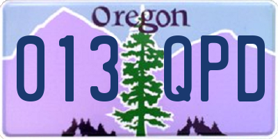 OR license plate 013QPD