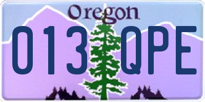 OR license plate 013QPE