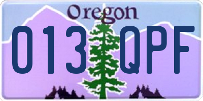 OR license plate 013QPF