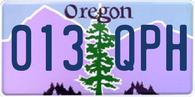 OR license plate 013QPH