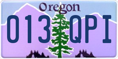OR license plate 013QPI