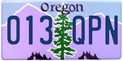 OR license plate 013QPN