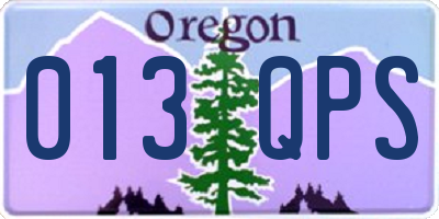 OR license plate 013QPS