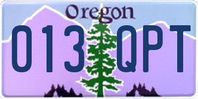 OR license plate 013QPT