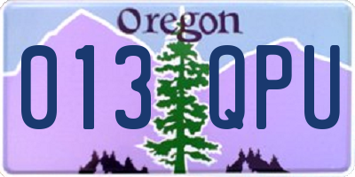 OR license plate 013QPU