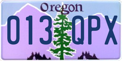 OR license plate 013QPX