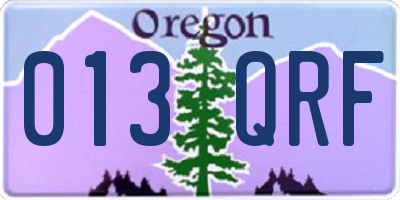 OR license plate 013QRF