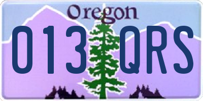 OR license plate 013QRS