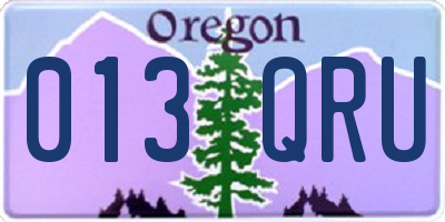 OR license plate 013QRU