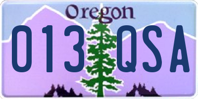 OR license plate 013QSA
