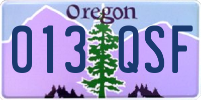 OR license plate 013QSF
