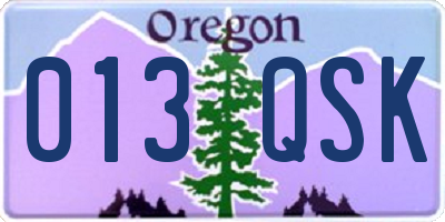 OR license plate 013QSK