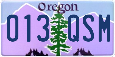 OR license plate 013QSM