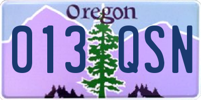OR license plate 013QSN