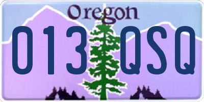 OR license plate 013QSQ
