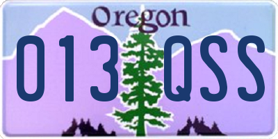 OR license plate 013QSS