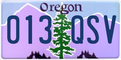 OR license plate 013QSV