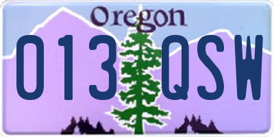 OR license plate 013QSW