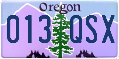 OR license plate 013QSX