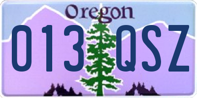 OR license plate 013QSZ