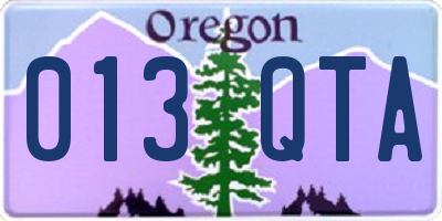 OR license plate 013QTA