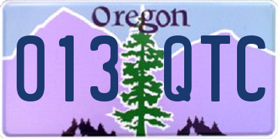 OR license plate 013QTC