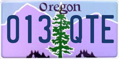 OR license plate 013QTE