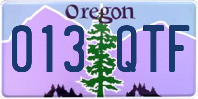 OR license plate 013QTF