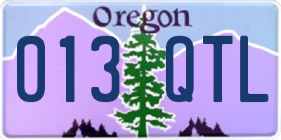 OR license plate 013QTL