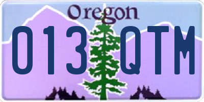 OR license plate 013QTM
