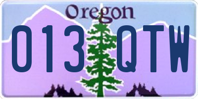 OR license plate 013QTW