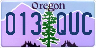 OR license plate 013QUC
