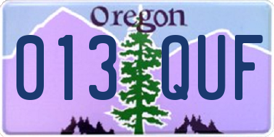OR license plate 013QUF