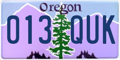 OR license plate 013QUK