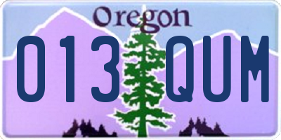 OR license plate 013QUM