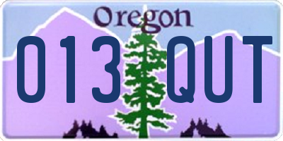 OR license plate 013QUT