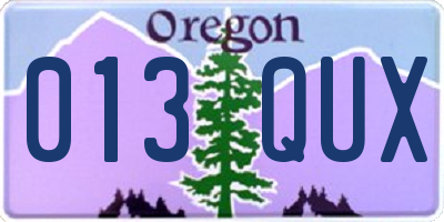 OR license plate 013QUX