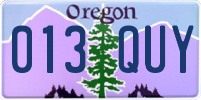 OR license plate 013QUY