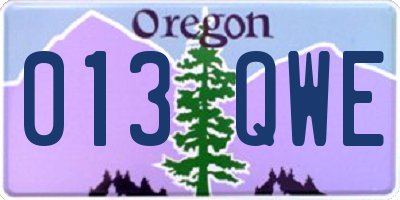 OR license plate 013QWE