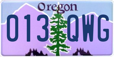 OR license plate 013QWG