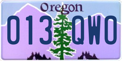 OR license plate 013QWO