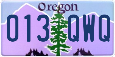 OR license plate 013QWQ