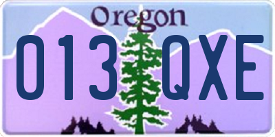OR license plate 013QXE