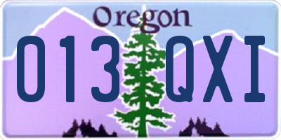 OR license plate 013QXI