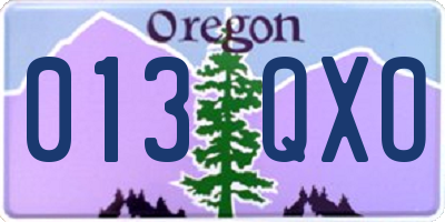 OR license plate 013QXO
