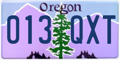 OR license plate 013QXT